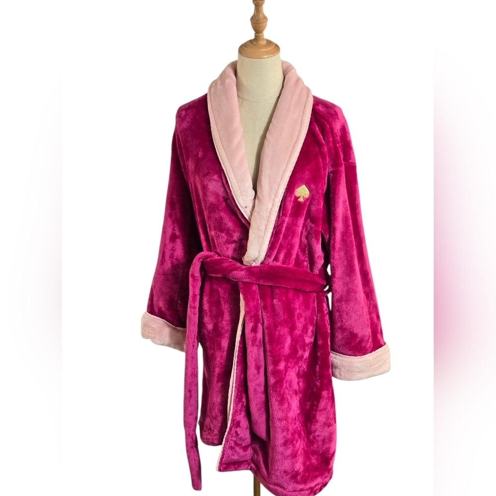 Kate Spade Pink Fluffy Short Logo Bathrobe